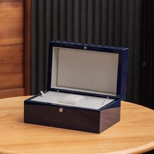 Elegante Scatola per <span class=keywords><strong>Orologi</strong></span> in Legno Blu Navy Lucido, Contenitore di Lusso Rettangolare Resistente agli Urti, Design Premium Adatto a Tutti gli <span class=keywords><strong>Orologi</strong></span> - Product Image 4