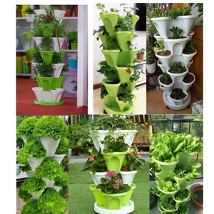 Plastic vIETNAM Space Saving Stackable Vertical Garden Planters Green Or <b>White</b> Tower <b>Pots</b> for Indoor Balcony Decor B2B - Product Image 3