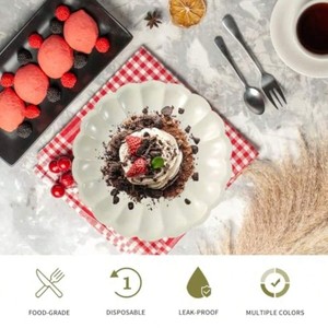 DAMAI - Fournitures pour fêtes d'enfants et mariages - Ensemble de vaisselle de fête - Assiettes en papier beige rondes jetables de 9 pouces avec dentelle beige - Product Image 2