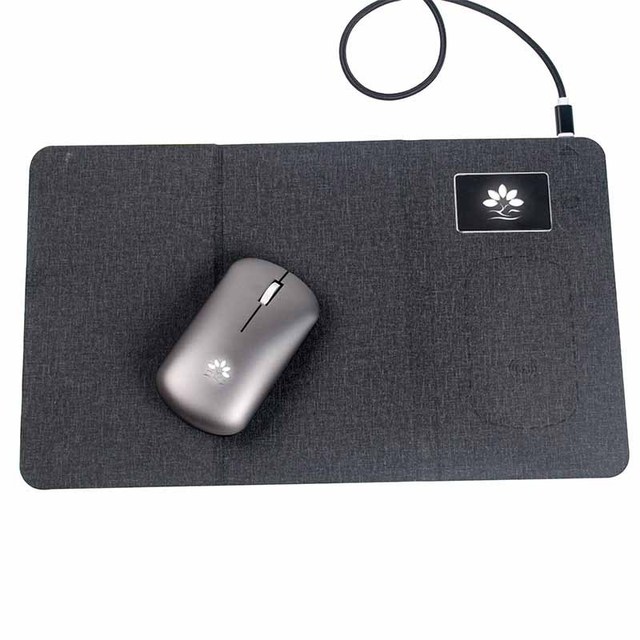 Custom LED Logo Leather Wireless Charging Mouse Pad-Modern Design Embossing Printing Promotional Office Product Bulk Wholesale