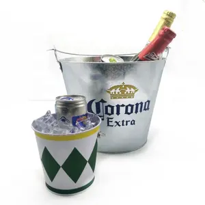 Summer Essential Bar Tools 5L/10L Galvanized Iron Metal Stainless Steel Beer Ice Bucket With Bottle Opener
