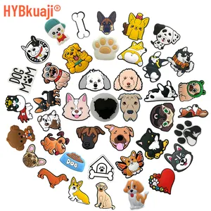 HYBkuaji 2023 bulk wholesale cute puppy custom DIY charms cartoon dogs pvc flatback flat back resin charms