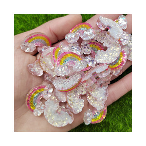 Cabochons Kawaii en résine brillante arc-en-ciel à dos plat pour les centres d'arc à cheveux bricolage artisanat breloques de remplissage <span class=keywords><strong>Slime</strong></span> - Product Image 2