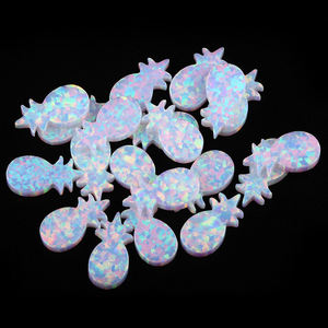 Breloques d'<span class=keywords><strong>opale</strong></span> d'<span class=keywords><strong>ananas</strong></span> bleu rose blanc pour la fabrication de bijoux pierre d'<span class=keywords><strong>opale</strong></span> d'<span class=keywords><strong>ananas</strong></span> plat double synthétique avec trou - Product Image 4