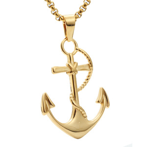 Anchor Pendant Necklace Zinc Alloy Unisex Fashion Jewelry Gift - Product Image 1