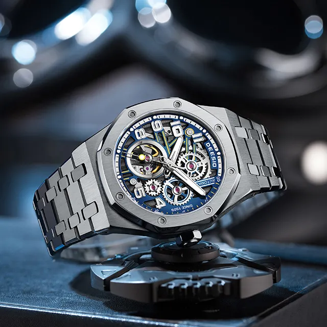 Stainless steel Sport Fashion luxury oem custom logo waterproof hollow relojes Tourbillon Automatic mechanical watch for man