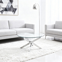 Table basse en verre trempé sur trépied en acier inoxydable doré moderne et simple, meubles de salon, hôtel, KTV