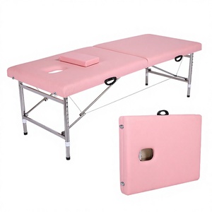 <b>Foldable</b> Massage <b>Table</b> With Built-In Headrest PU Leather Metal Frame Portable Salon Furniture Minimalist Design - Product Image 3