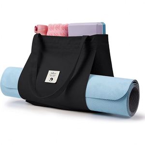 Bolsa de yoga de poliéster con logotipo personalizado de fábrica BSCI, con cremallera, tipo bandolera, para viaje, con bolsillo para botella de agua. - Product Image 1