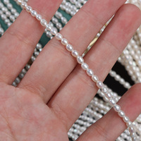 Perles en forme de riz de 3 mm pour la bijouterie, perles en vrac, perles d'eau douce, brins de perles d'eau douce naturelles, petits brins de perles d'eau douce en vrac