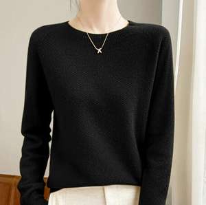 JAC22 WT095, suéter <span class=keywords><strong>de</strong></span> punto <span class=keywords><strong>de</strong></span> color sólido con patrón <span class=keywords><strong>de</strong></span> <span class=keywords><strong>piña</strong></span> y cuello redondo para mujer, suéter básico - Product Image 1