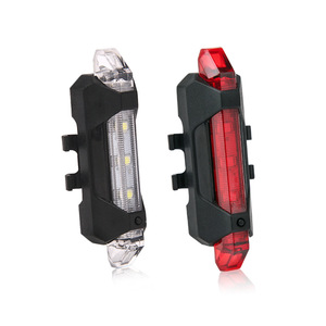 Rosso bianco blu <span class=keywords><strong>LED</strong></span> luci anteriori posteriori impermeabili struttura manubrio in plastica montaggio USB ricaricabile luce posteriore <span class=keywords><strong>bicicletta</strong></span> - Product Image 5