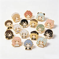 Badge personnalisé en émail souple, design animal imprimé en relief, en métal plaqué or poli et pailleté, souvenir d'anime