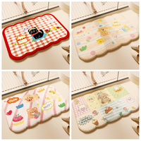 Op maat gemaakte logo groothandel pluche alien cartoon dierenprint polyester absorberende antislip wasbare machinaal geweven keuken toiletmat