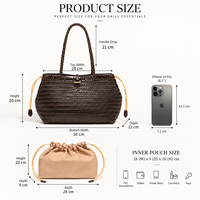 Sac fourre-tout polyvalent 2-en-1 pour femme, sac à main en cuir tressé fait main avec pochette intérieure, sacs à bandoulière pour femme, sac à cordon, sac de voyage personnalisé