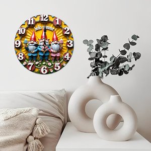 <b>Round</b> Wooden Wall Clock 25x25cm Slim <b>Frame</b> Silent Movement Home Office Simple Decoration - Product Image 4