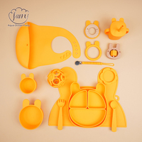 Ensemble de vaisselle en silicone pour enfants sans BPA, de qualité alimentaire, cuillère, bol, assiette, tapis de table pour nourrissons, tout-petits, enfants