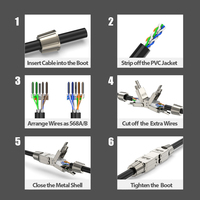 Adaptateur d'extension de câble Ethernet Cat6A Cat7, blindage complet, sans outil, connecteur RJ45 LAN