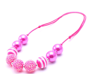 Collier pour enfants avec perles brillantes de 20 mm, perles en strass, perles rondes, collier épais, collier à cordon réglable pour petite fille, cadeaux pour bébés - Product Image 4