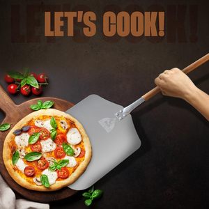 SEB <span class=keywords><strong>Pizza</strong></span> Peel Paddle Long Aluminium Métal avec Long Manche en <span class=keywords><strong>Bois</strong></span> Détachable <span class=keywords><strong>Pizza</strong></span> Tourner Spatule en Acier <span class=keywords><strong>Pelle</strong></span> - Product Image 4