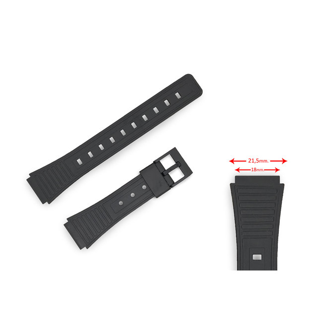 18mm Black Sports Resin Watch Bands Compatible with F-15 F-16 F-18 Models Ref 114F5