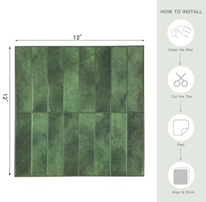 Expédition uniquement aux États-Unis - Mosaïque en gel vert 3D autocollante, stickers muraux à coller et à décoller pour la cuisine et la salle de bain - Product Image 3