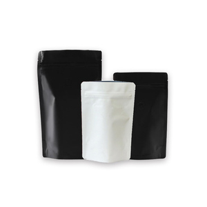 Sachets Doypack noirs mats en aluminium avec valves de ventilation auto-scellantes et refermables pour le stockage de grains de café et de capsules de café - Product Image 2