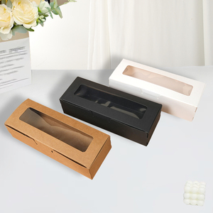 Caja <span class=keywords><strong>de</strong></span> Embalaje para Panadería con Logotipo Personalizado, Caja Rectangular <span class=keywords><strong>de</strong></span> Papel Kraft con Ventana Transparente <span class=keywords><strong>de</strong></span> PET para Pasteles y Galletas - Product Image 1