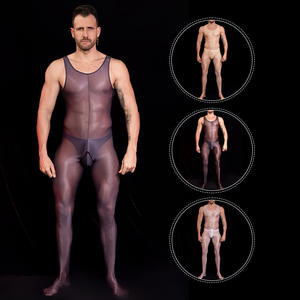 <strong>Men's</strong> Sexy Low-Rise <strong>Crotchless</strong> Bodystocking Spandex/Nylon Lingerie Breathable Body Stockings Trample Feet - Product Image 1