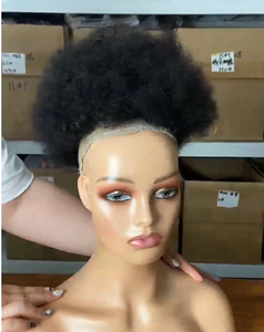 Afro kinky curly Drawstring ponytail Virgin Brazilian Short Human Hair extensions Afro Buns Drawstring Ponytails hair - Product Image 5