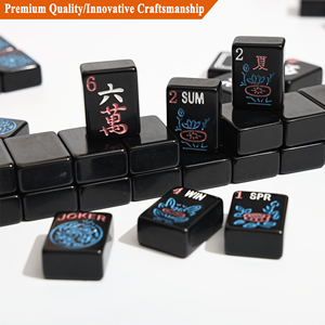 โต๊ะเกมไพ่นกกระจอกอะคริลิคสีดำสไตล์อเมริกันทันสมัยน่ารักแบบกำหนดเอง ขนาด 32 มม. ชุดไพ่นกกระจอกตะวันตก 4 ชั้น ผลิตในสหรัฐอเมริกา - Product Image 1