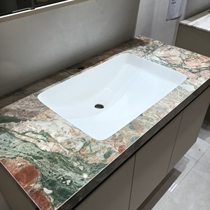 Modern <b>White</b> Wall Mounted Bathroom Vanity with Marble Top and Large Storage <b>Mirror</b> Cabinet - Product Image 4