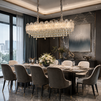 Lustre annulaire en verre floral moderne H260 1200*180, suspension LED de luxe à intensité variable pour salle à manger, villa, majlis