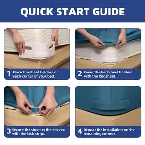 Sangles de maintien pour draps de lit avec anneaux en silicone fixes, pour maintenir les draps bien en place et étirés, sans outil, pour draps ajustés. - Product Image 2