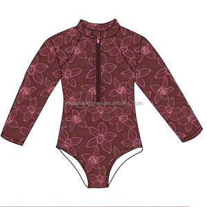 ชุดว่ายน้ำเด็กผู้หญิงลายฮาวายฤดูร้อนแบบสั่งทำพิเศษ แขนยาวแบบชิ้นเดียว ชุดว่ายน้ำบิกินี่แบบมีซิปสำหรับเด็กเล็ก - Product Image 2