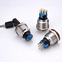 Interrupteur à bouton-poussoir en acier inoxydable 22mm 2/3 positions en acier inoxydable rotatif Dpdt à verrouillage sur 12V