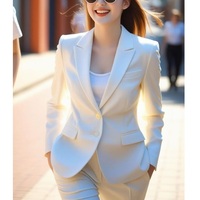Ensemble de costumes professionnels pour femmes, dernière tendance, blazer court en coton uni, pantalon, 2 pièces, coupe ajustée, respirant, tenue de bureau pour l'automne