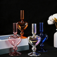 Porte-bougie en verre borosilicate de haute qualité, résistant à la chaleur, en forme de cœur, de style nordique, fait à la main, couleur personnalisée, ornement de table