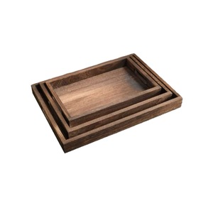Bandeja de servir de madera maciza de paulonia, color quemado, apta para alimentos, para té, café, uso en hoteles - Product Image 5