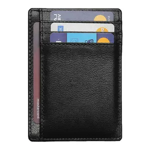 Тонкий минималистичный мужской кошелек из натуральной кожи с RFID-блокировкой и защитой от сканирования, с передним карманом и отделением для кредитных карт