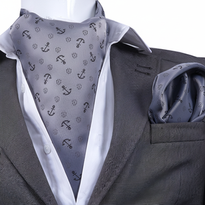 Ensemble de foulards Ascot gris en satin avec motif formel, 100% soie, pour homme, Exve Exclusive, origine Turquie - Product Image 2