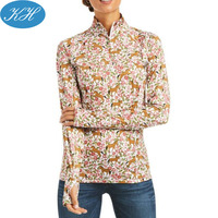Vêtements d'équitation à Sublimation automatique, couche de Base imprimée de fleurs à manches longues