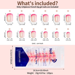 120 <span class=keywords><strong>Uñas</strong></span> Postizas de Gel Francés Coloridas para Mujer, Extensiones de <span class=keywords><strong>Uñas</strong></span> Suaves Hechas a Mano - Product Image 4