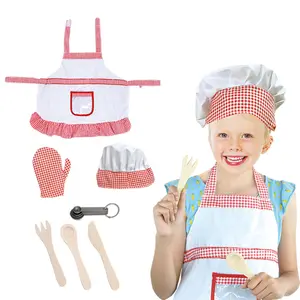 亚马逊热卖儿童厨师角色扮演服装生日派对男女通用专业服装3-8岁儿童