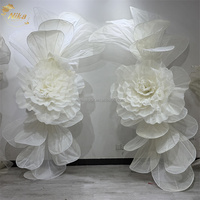 NIKA Grande Fleur Géante en Organza Blanc Faite à la Main pour Décoration de Fond de Scène de Mariage, Fleur sur Pied pour Événements et Fêtes