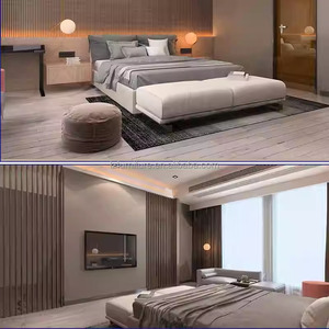 Economical Hotel Bedroom Furniture Set With Wooden Frame Upholstered <b>King</b> <b>Bed</b> Nightstands <b>Headboards</b> Ottoman For 3 Star Hotel - Product Image 5