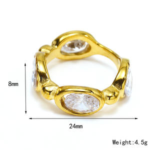 Français ins élégant style ancien ovale couleur zircon titane acier bague femme minorité haute qualité plaqué or <span class=keywords><strong>bijoux</strong></span> à la main - Product Image 2