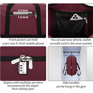 Bolsa de Gimnasio Pequeña de 30L 45L <span class=keywords><strong>para</strong></span> Hombre, Bolsa Deportiva Cuadrada Impermeable Personalizada con Bordado, Bolsa de Viaje de Fin de Semana <span class=keywords><strong>para</strong></span> Mujer - Product Image 4