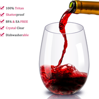 BST 16oz verre à vin en plastique incassable sans tige tritan lavable au lave-vaisselle