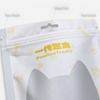 Pochette personnalisée imprimée pour emballage d'aliments pour animaux de compagnie, sac souple refermable avec fermeture éclair et soufflet, pour chats et chiens, vente en gros